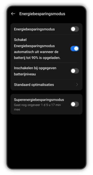 screenshot app batterij