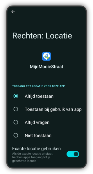 screenshot app locatie